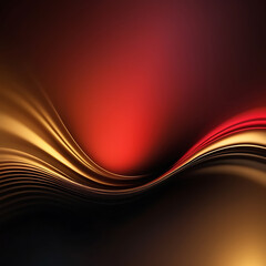 Poster - Elegant Red and Gold Abstract Wave, Luminous Light on Dark Background, ai
