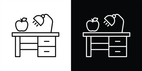 Poster - inspired learning space icon. contain work desk, desk learning thin line style icon symbol sign for your app web. vector illustration