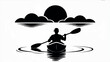 © Md.Al-amin - Black and white silhouette of a kayaker paddling on calm water