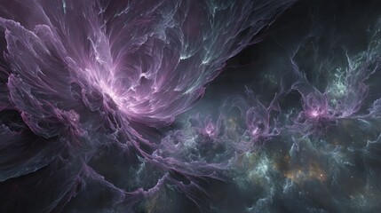 Wall Mural - Abstract Cosmic Nebula Displaying Pink Purple Colors