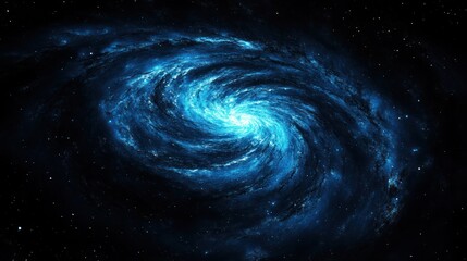 A swirling blue galaxy in the vast expanse of space.