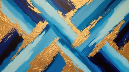 Aufkleber - Dynamic composition in blues and gold with textures for an eye-catching effect