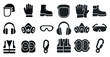 © Марія Томилович - Safety equipment icons set – filled, solid, protection and ppe symbols