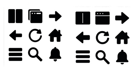 User interface filled icons set – flat, solid, web and app ui symbols