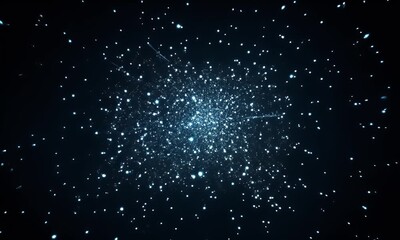 Poster - Abstract Blue Particle Glowing Effect on Dark Background