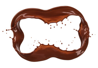Poster - A ring of rich, dark chocolate swirls and splashes, isolated on transparent background