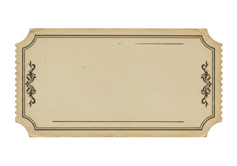 Poster - A blank vintage ticket isolated on transparent background shows an antique design