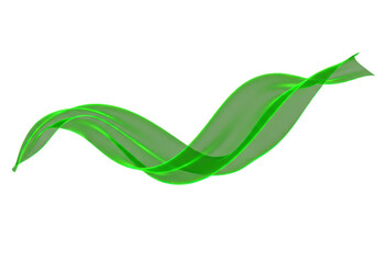 Poster - A vibrant green ribbon gracefully waves against an isolated on transparent background, creating a sense of motion and elegance