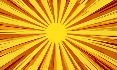 Poster - Bright Yellow And Orange Radial Lines Burst Background