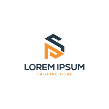 letter mark SP logo design creative hexagonal shape geometric concept