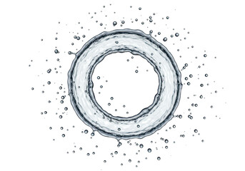 Poster - A captivating water ring with splashing droplets is isolated on transparent background, creating a dynamic and refreshing visual