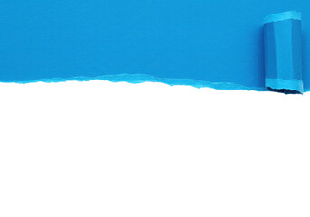 Poster - A vibrant blue torn paper edge reveals a crisp transparent background, creating a striking contrast and abstract texture