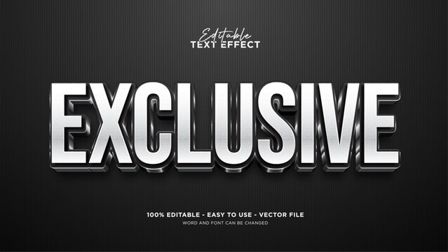 Editable exclusive 3d text effect, silver text effect template