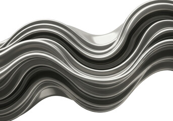 Poster - An abstract wavy metallic shape isolated on transparent background