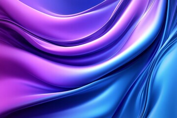 Poster - Mesmerizing Abstract Silk Waves in Vibrant Blue and Purple Tones, Evoking Serenity and Elegance