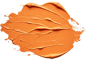 Poster - A thick, vibrant orange paint stroke with a creamy texture, isolated on a transparent background
