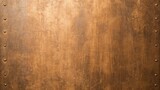 A bronze metal sheet with rivets along the edges creating a textured and industrial background design