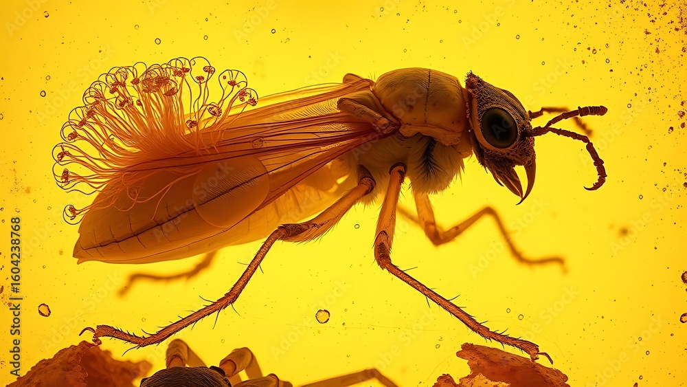 Presevred Insects Stock-Foto „Amber-preserved prehistoric insects with delicate fungal ...
