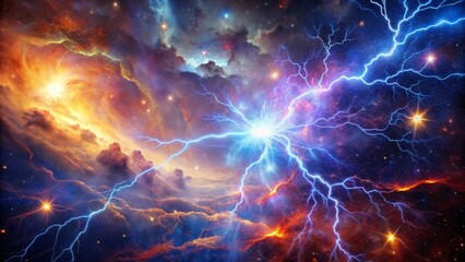 Wall Mural - mesmerizing abstract composition of glowing lightning in a cosmic space environment
