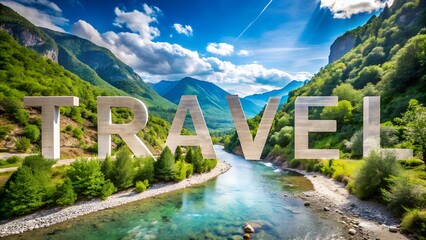 nature of albania with beautiful landscape mountains and sky featuring the text travel albania perfe