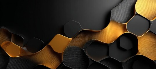 Poster - Elegant Modern Geometric Abstract Design in Gold and Black for Sophisticated Backgrounds