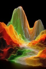 Poster - Vibrant Digital Landscape with Colorful Mountain Peaks