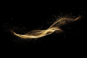 Wall Mural - golden light wave on black