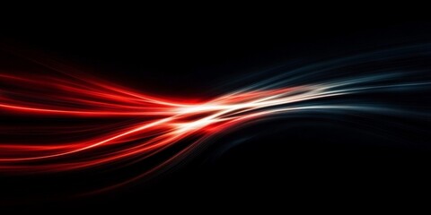 Poster - Futuristic abstract design showcasing dynamic red, white, and gray light streaks on dark gradient