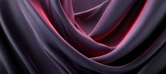 Poster - Exquisite Draped Elegance in Black and Deep Purple Soft Textures and Luxurious Satin Waves