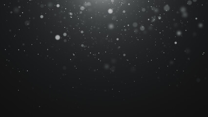 Wall Mural - abstract black and white background with bokeh lights and dust falling animation,science and space social media motion background