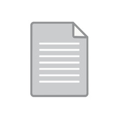Fototapete - Gray document icon with text lines, page turn, design element for content, file, note and information
