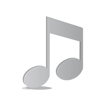 Isolated gray musical note on black background, 3D render for song, composition, melody concepts.