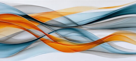Poster - Elegant Multilayered Light Transmittance Abstract Composition With Glossy Curved Wavy Structures