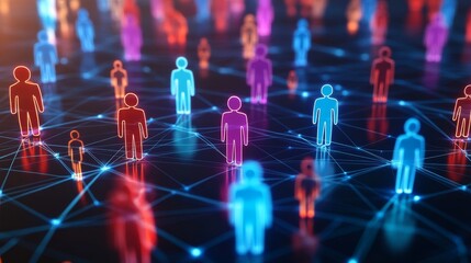 Poster - Colorful Figures Representing Social Media Connectivity and Digital Networking in Modern Technology