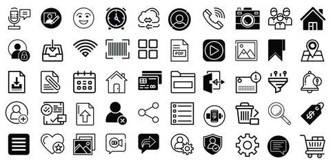 Essential mobile application user interface icons for digital design and development
