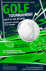 Wall Mural - golf tournament dynamic poster template with ball