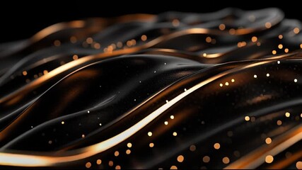 Poster - Flowing golden lines and shimmering particles create a harmonious abstract display
