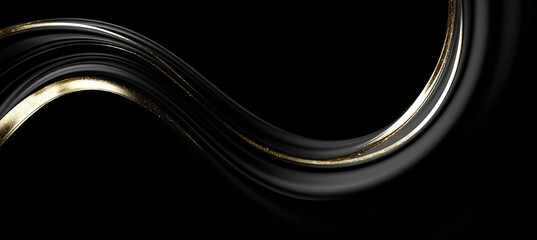 Poster - Stunning Abstract Art Featuring Golden Highlights and Dark Curves Creating Depth and Fluidity
