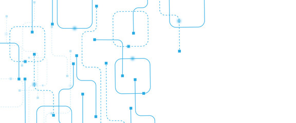 Fototapete - Abstract digital technology futuristic internet network speed connection white and blue background. Technology background with crossed lines and dots.