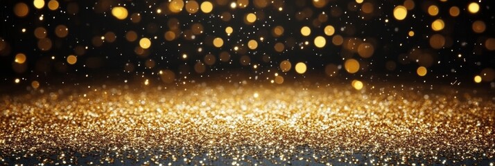 Poster - Elegant Golden Lights Background with Sparkle Effect on Black for Magical Holiday Celebrations