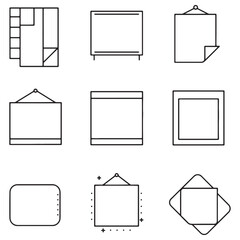 Poster - Collection of minimalist frame and display icons in simple linear style on white background