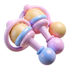 Poster - A set of pastel baby rattles in a 3d rendering isolated on transparent background