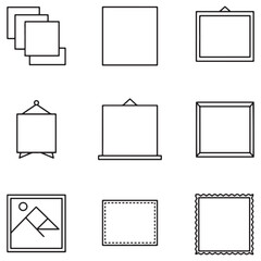 Aufkleber - Collection of modern and minimalist picture frame icons in simple black outline