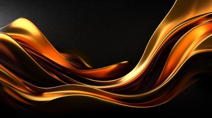 Poster - Stunning 3D Render of Flowing Golden Fabric Draped Elegantly with Black Accents and Creative Shadows