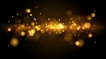 Poster - Elegant Black Background with Golden Bokeh Glares for Celebrations and Festive Sparkling Lights