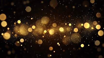 Poster - Elegant Gold Glimmers on Dark Background with Festive Sparkling Lights and Beautiful Bokeh Effect