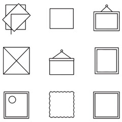 Aufkleber - Nine modern minimalist outlined frames with various shapes and designs for versatile graphic usage