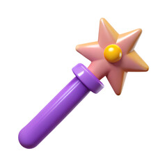 Poster - A cute pink and purple cartoon magic wand with a star isolated on white isolated on transparent background