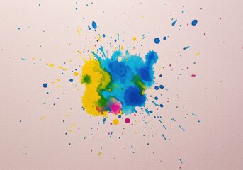 Poster - Colorful Watercolor Paint Splash on Light Textured Background