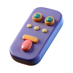 Poster - A 3d cartoon remote control with a playful design on white isolated on transparent background